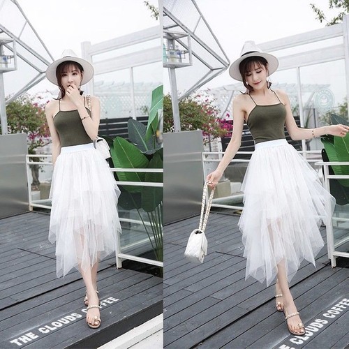 Women long skirt - long, puffy