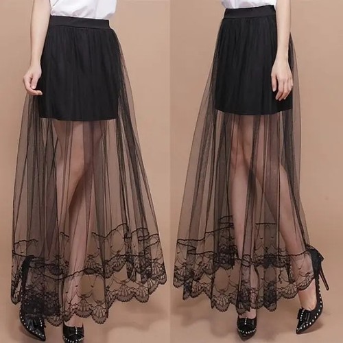 Women lace chiffon line midi - chiffon,