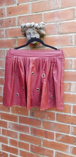 Red leather look mini puffy - red,